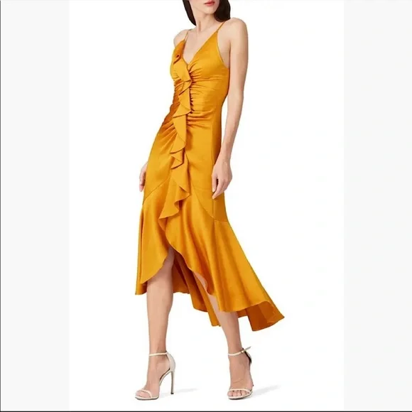 Jonathan Simkhai | Dresses | Jonathan Simkhai Gold Ruffle Dress Wedding  Guest Size 6 | Poshmark